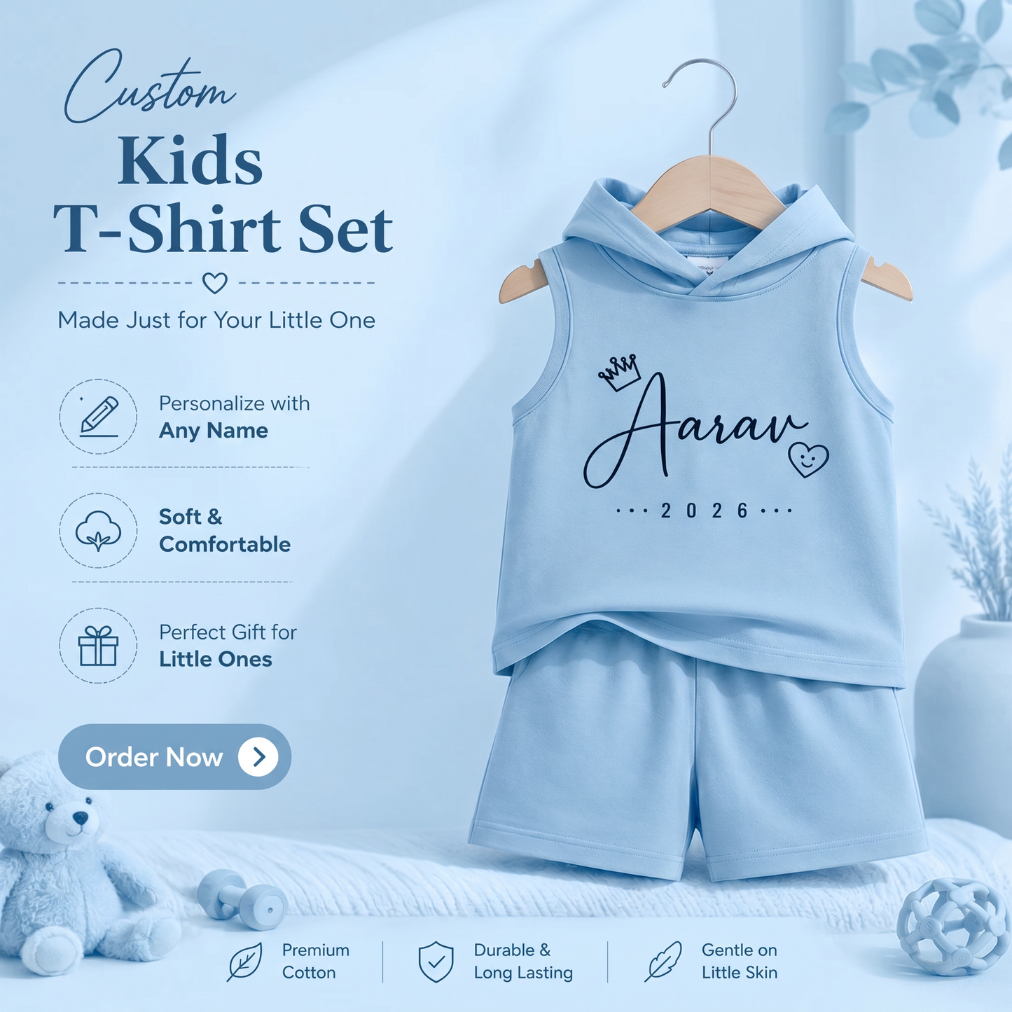 Personalized Kids T-shirt and shorts Pair - Blue