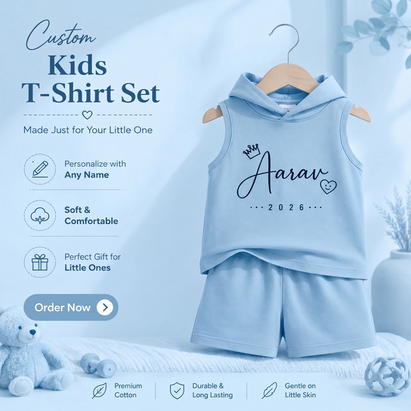 Personalized Kids T-shirt and shorts Pair - Blue